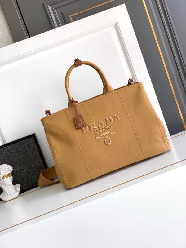 Prada brown canvas bag, handbag, large bag